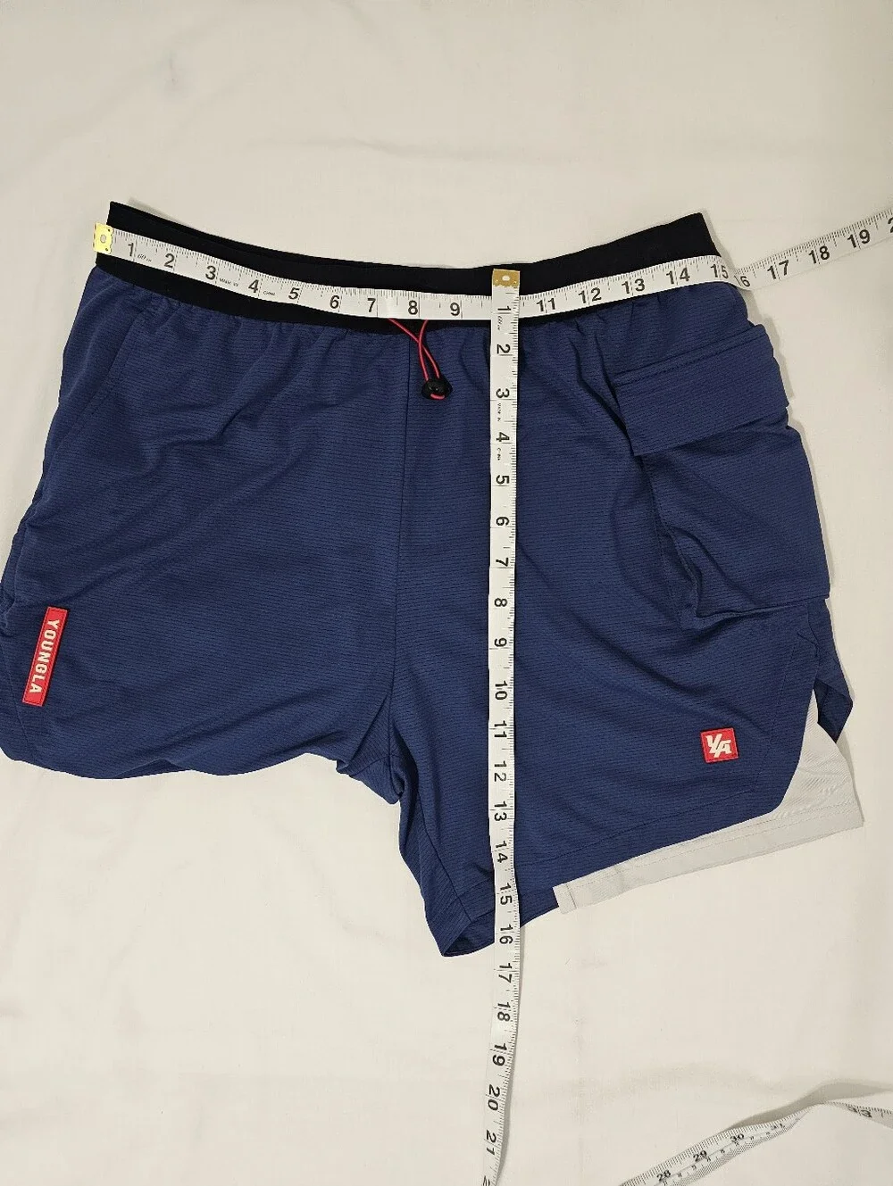 YoungLA Men’s Blue 2-in-1 Cargo Training Shorts Lined Athletic Gym Running M